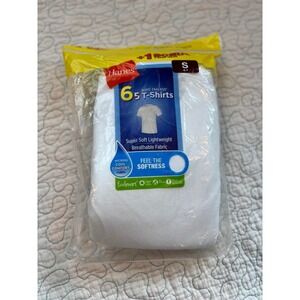 Hanes Boys Tagless 6 Pack White T Shirts Size Small 6/7 #545
